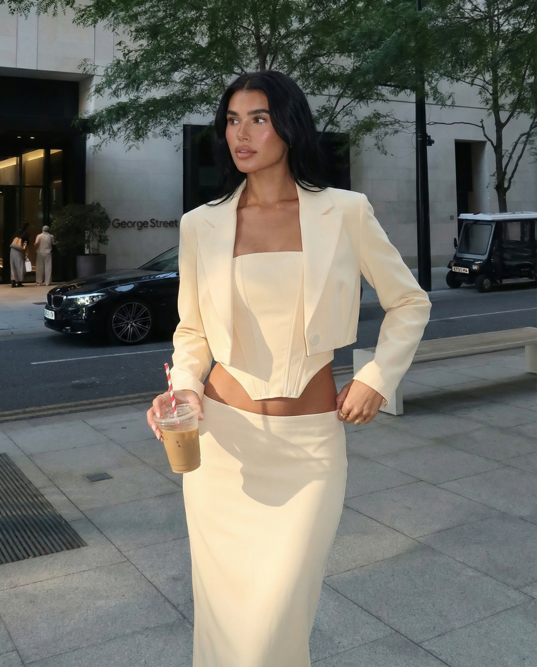 Florence | Yellow Corset & Cropped Blazer Set