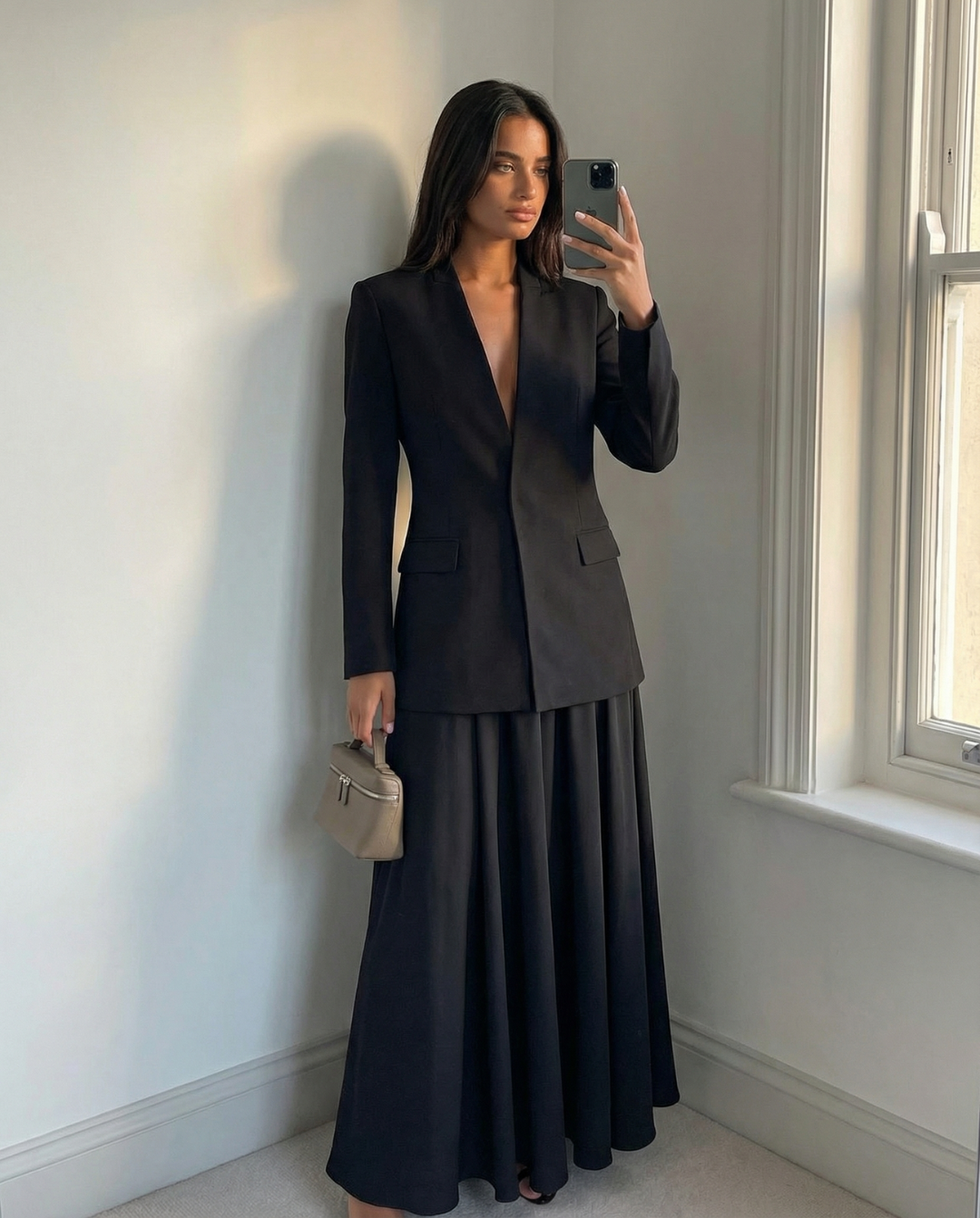 Clara | Smart Casual Pleated Blazer Dress Black