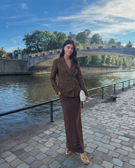 Mia | Smart Casual Brown Blazer Suede