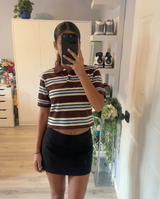 Eleanor | Stylish Striped Cropped Polo Shirt