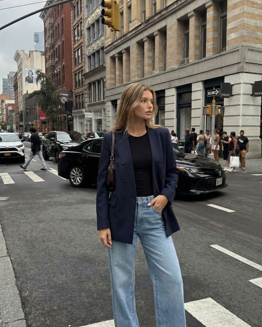 Margot | Double Breasted Blazer Navy Long Sleeve Tailored