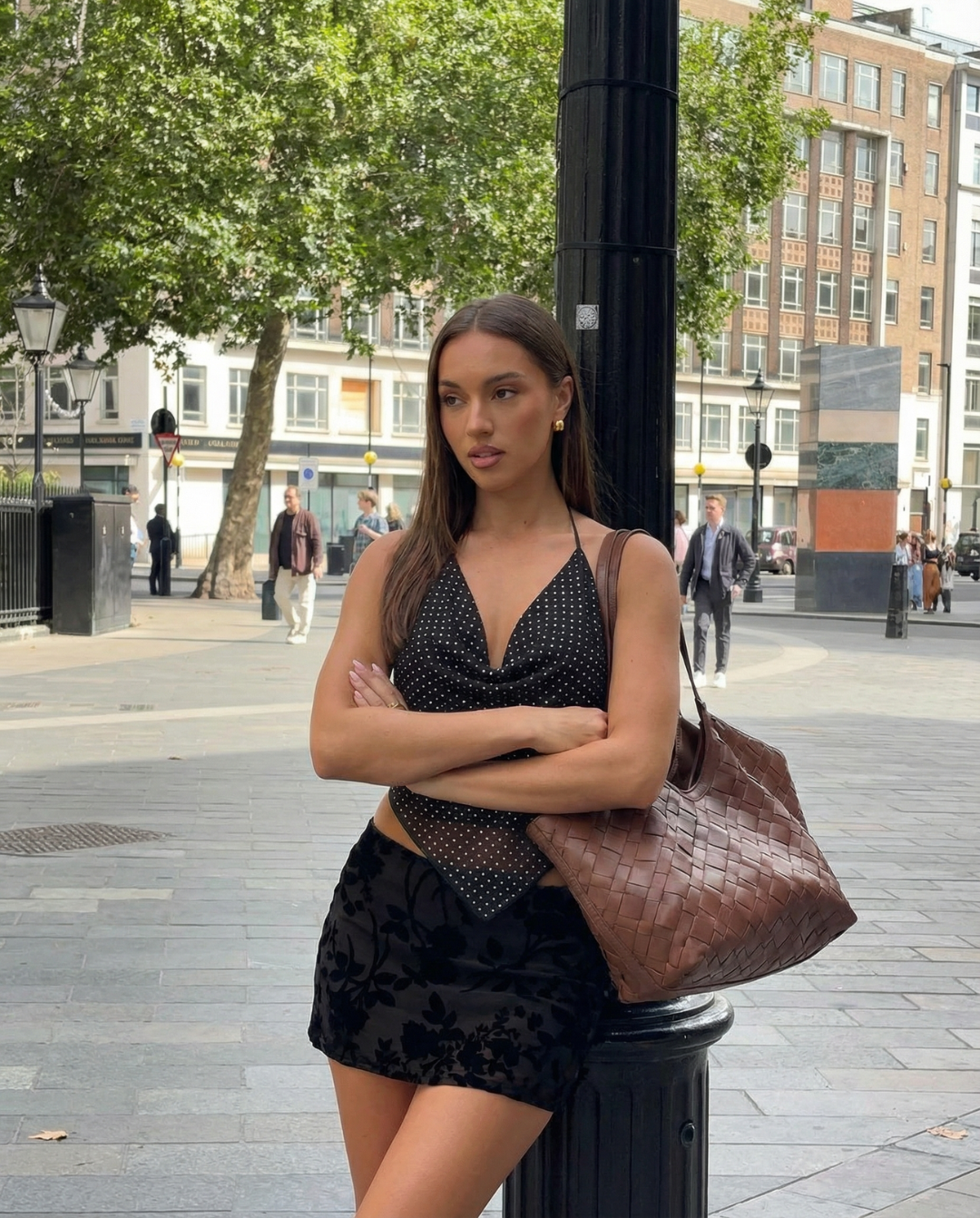 Kira | Mesh Top Black Halter Neck Polka Dot Sheer