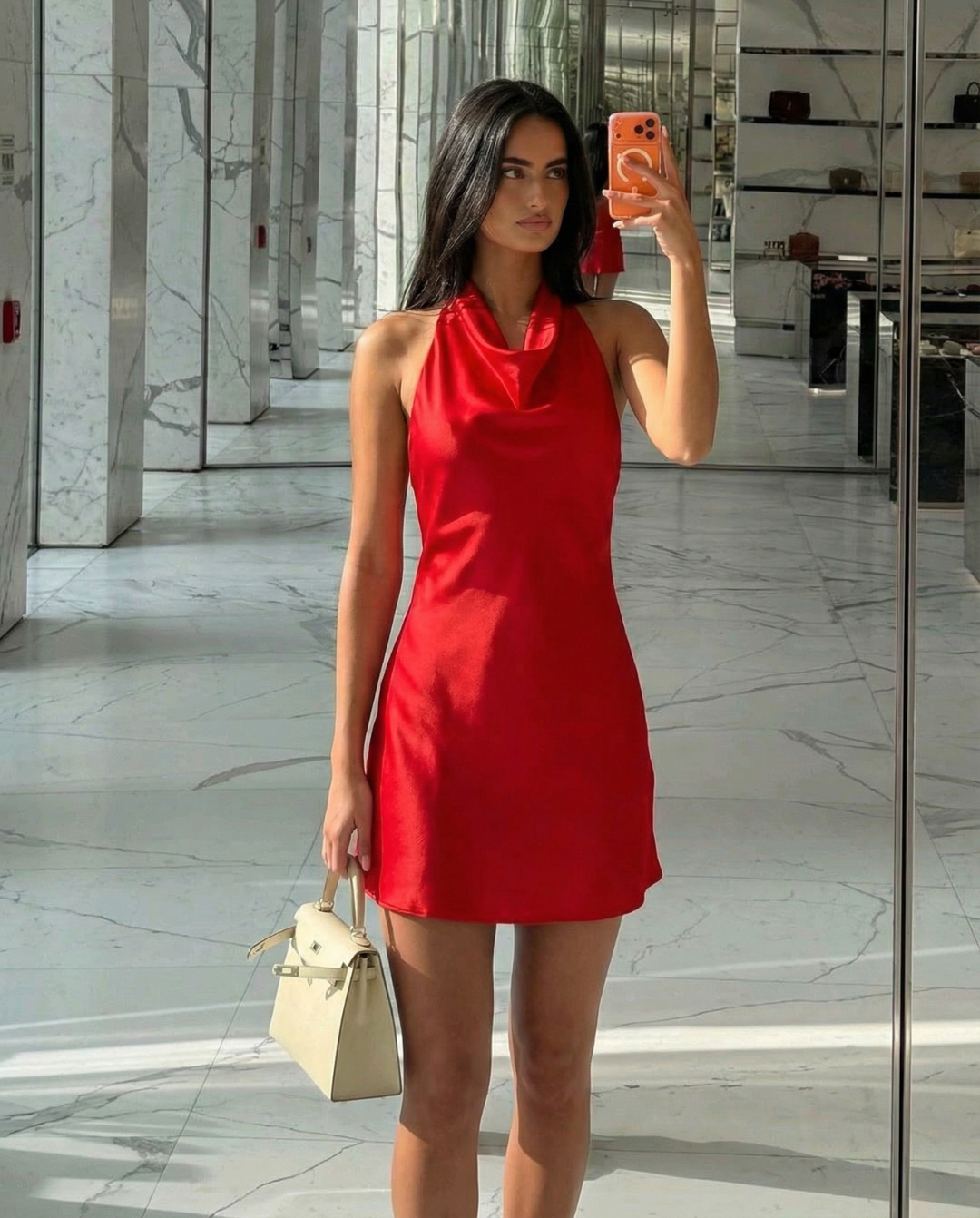 Nell | Elegant Satin Halter Neck Mini Dress