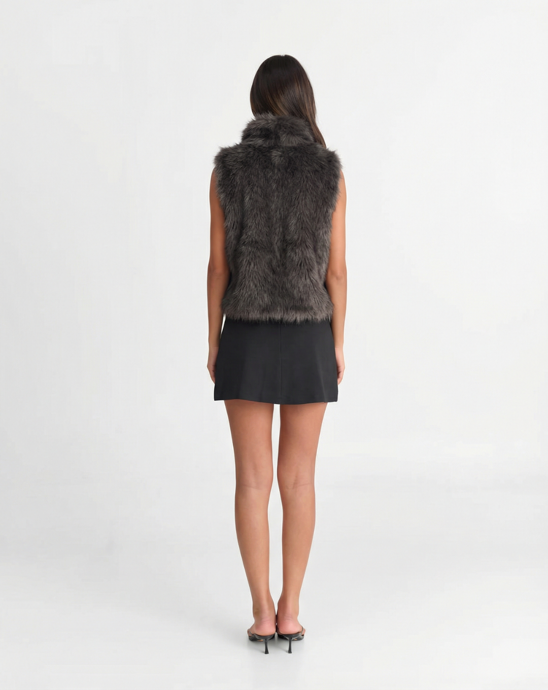 Margot | Faux Fur Vest Black Sleeveless
