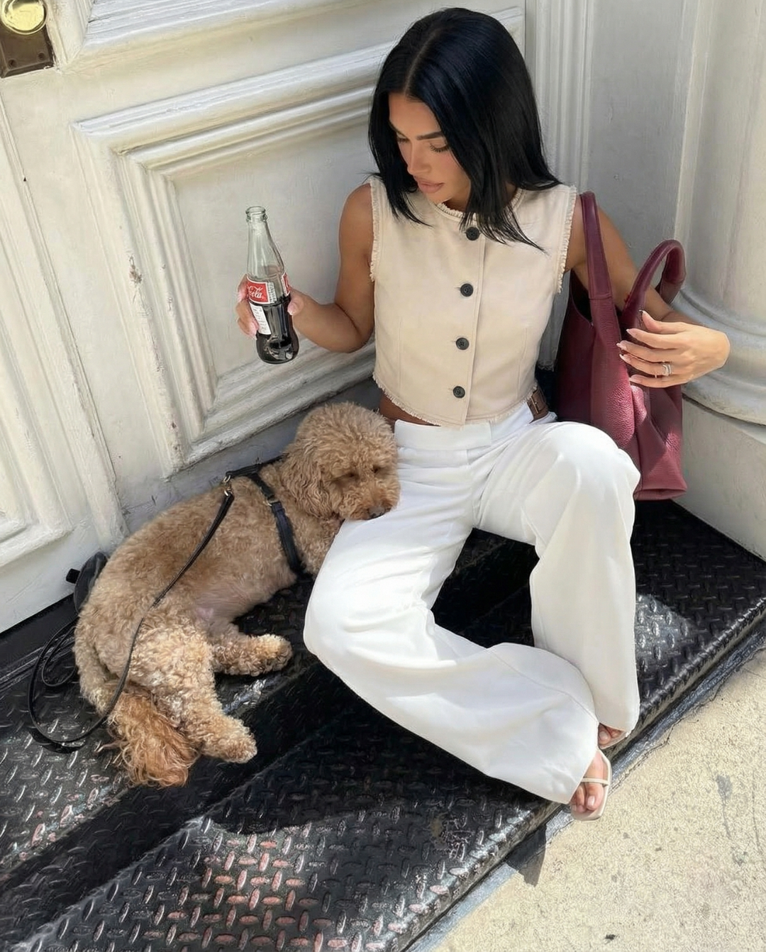 Margot | Cropped Sleeveless Cardigan Cream Button Front