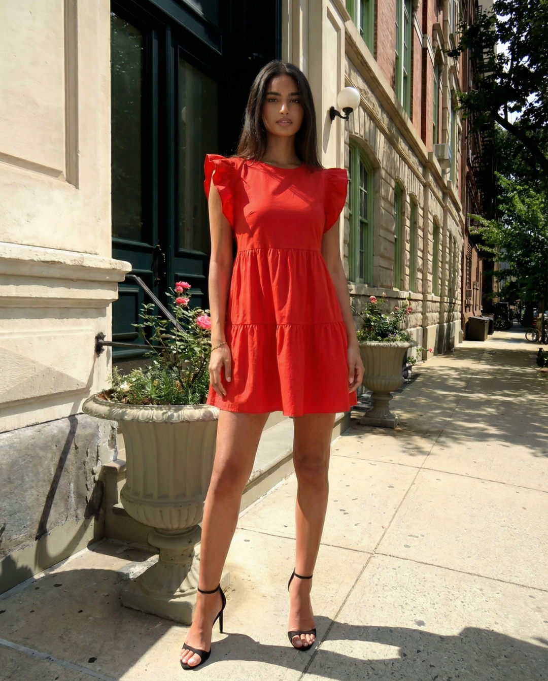 Bibi | Summer Tiered Mini Dress Red