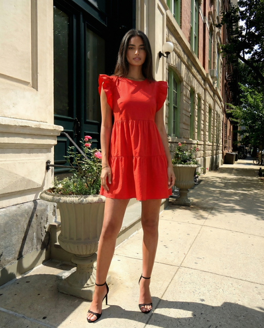 Bibi | Summer Tiered Mini Dress Red
