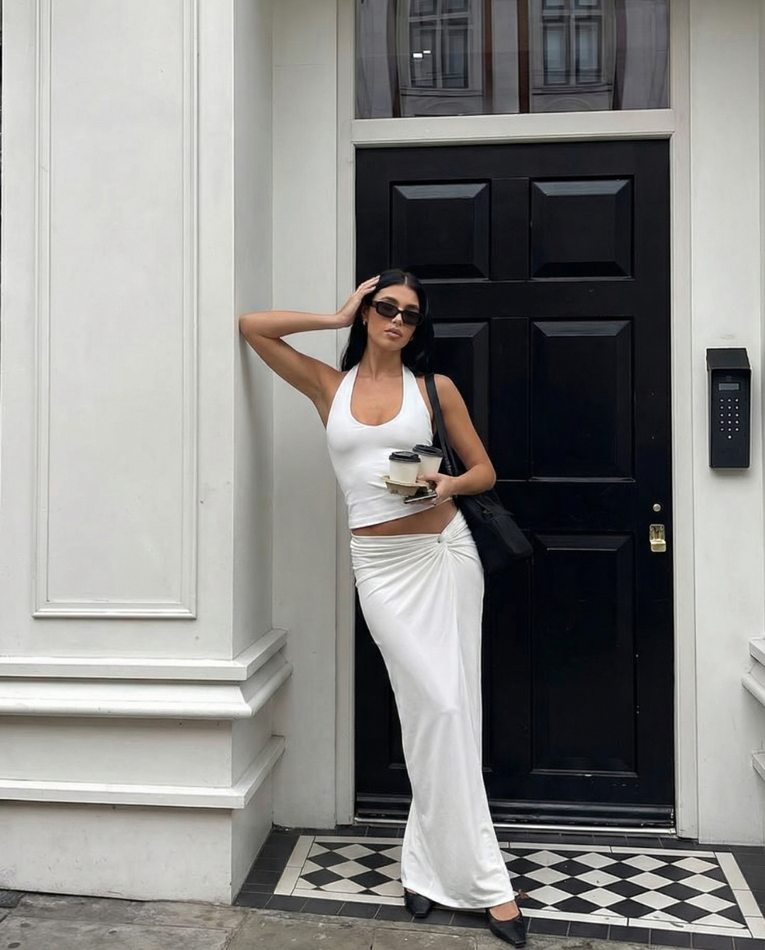 Rhea | Halter Neck Top White Fitted Sleeveless Bodycon