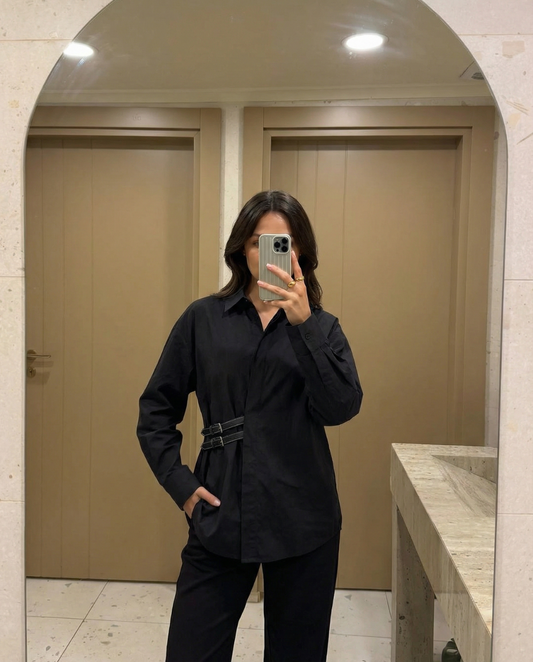 Nell | Smart Casual Long Sleeve Shirt Black