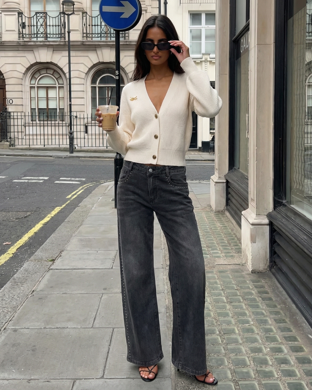 Liv | Ribbed Cardigan Cream V Neck Button Front Long Sleeve