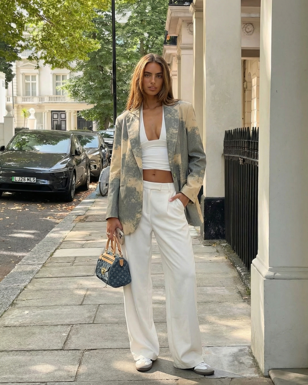 Kira | Casual Oversized Blazer Grey Tie Dye