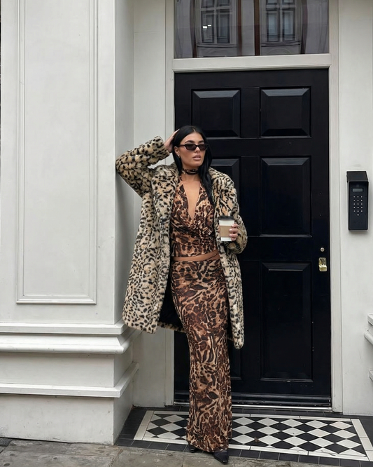 Vera | Faux Fur Coat Leopard Print Long Oversized
