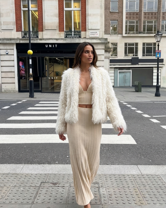 Vera | Faux Fur Coat Cream Fluffy Oversized