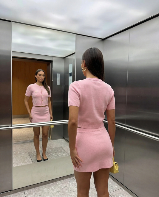 Eloise | Pink Gold Button Co-ord Set