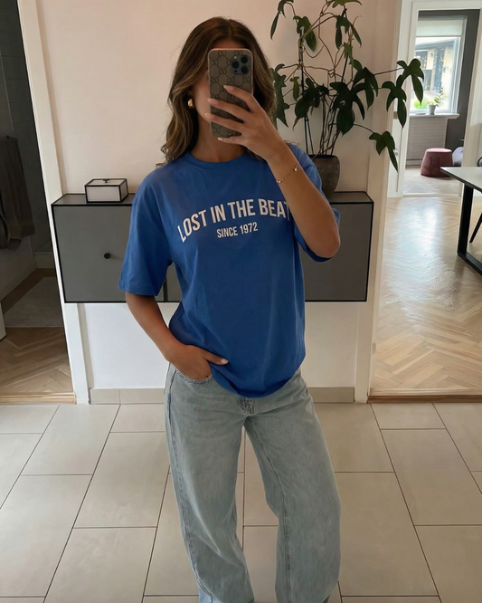 Remi | Casual Oversized Graphic T Shirt Blue