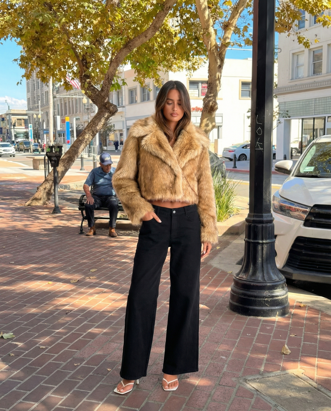 Aria | Autumn Cropped Faux Fur Jacket