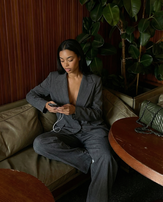 Sloane | Grey Wide Leg Trouser Suit