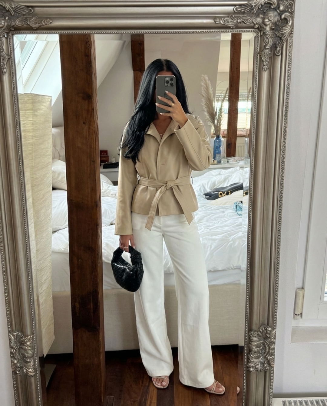 Nola | Belted Blazer Cream Long Sleeve Lightweight