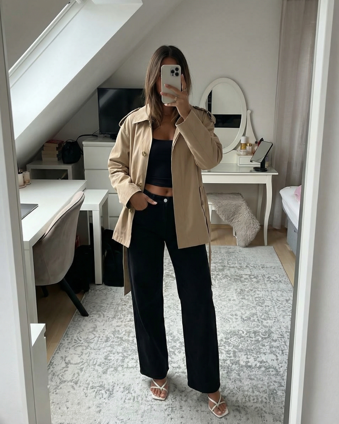 Rue | Smart Casual Belted Trench Coat Beige Long