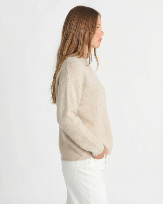 Lena | Cream Knitted Sweater Crew Neck Long Sleeve