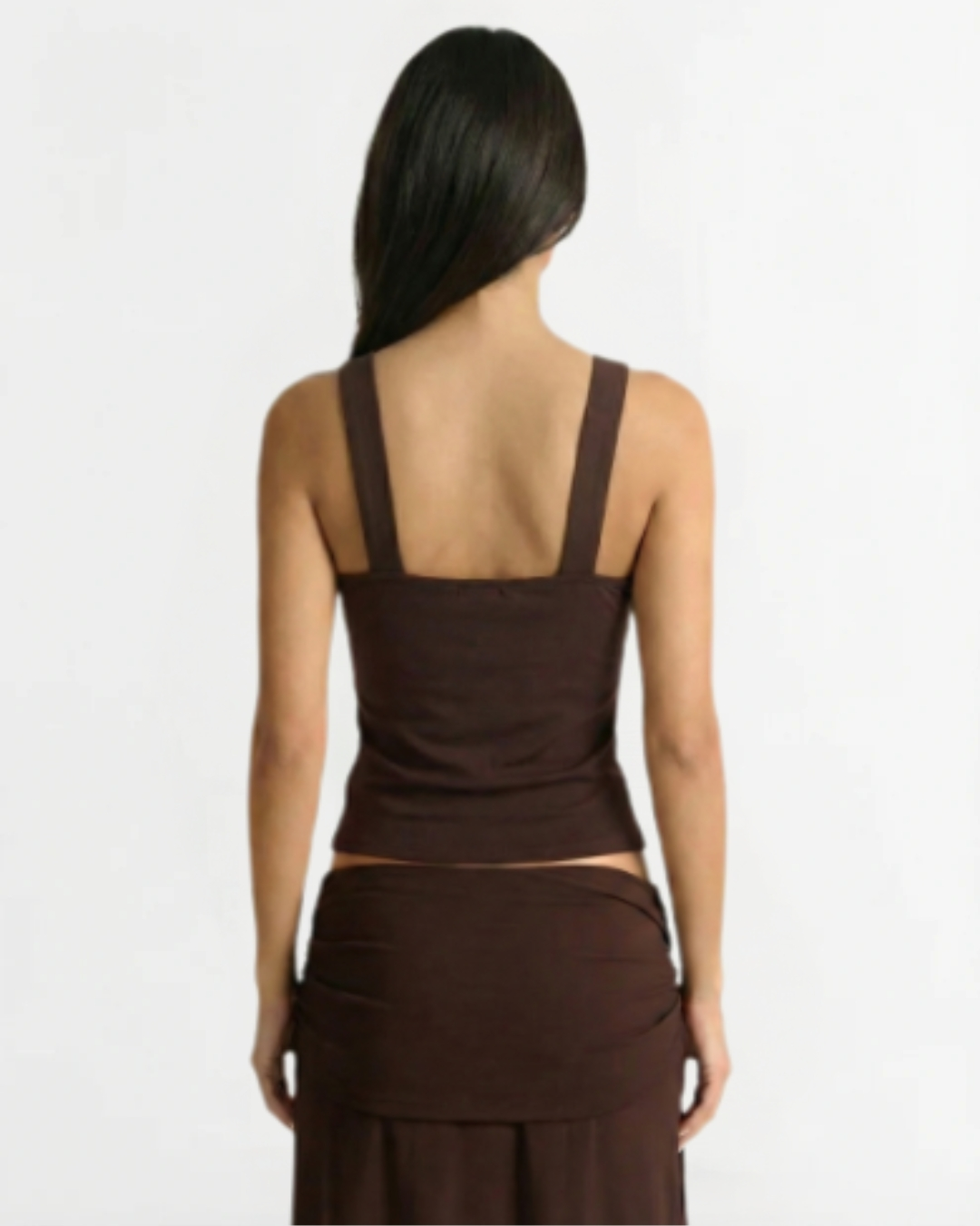 Viola | Halter Neck Top Brown Backless Ruched