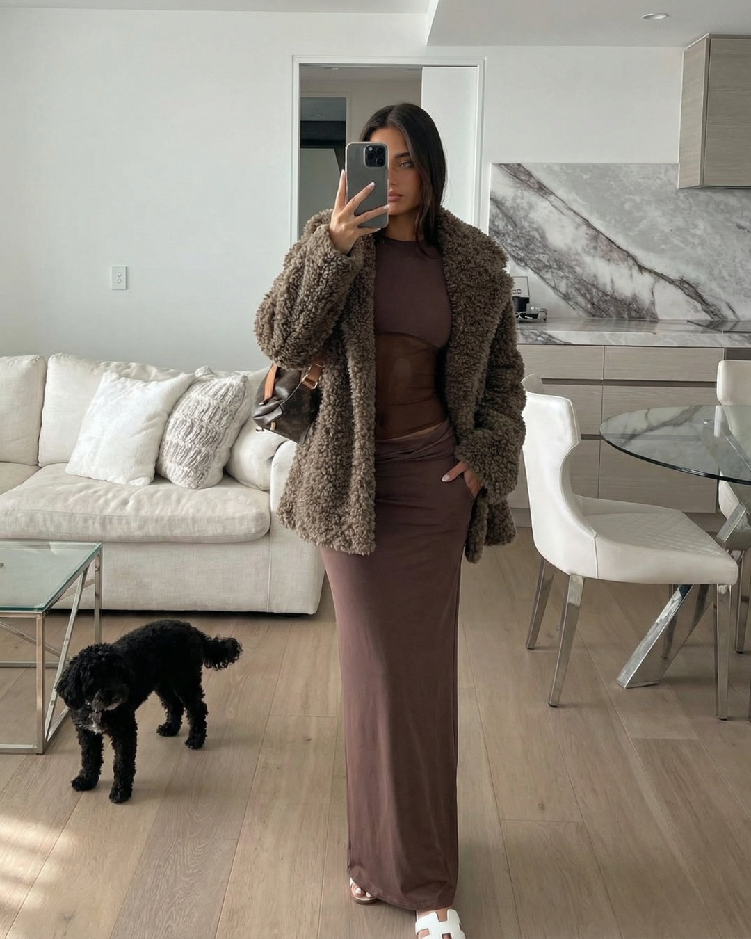 Margot | Oversized Sherpa Coat Brown