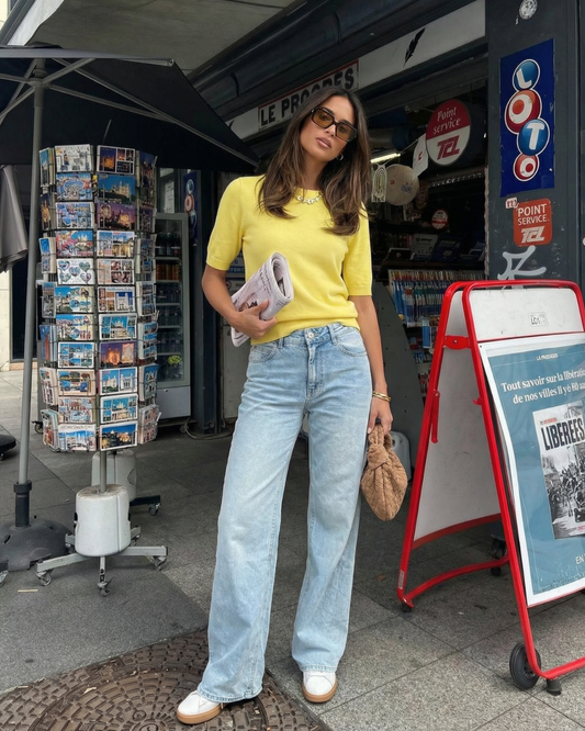 Margot | Crew Neck Short Sleeve Top Yellow