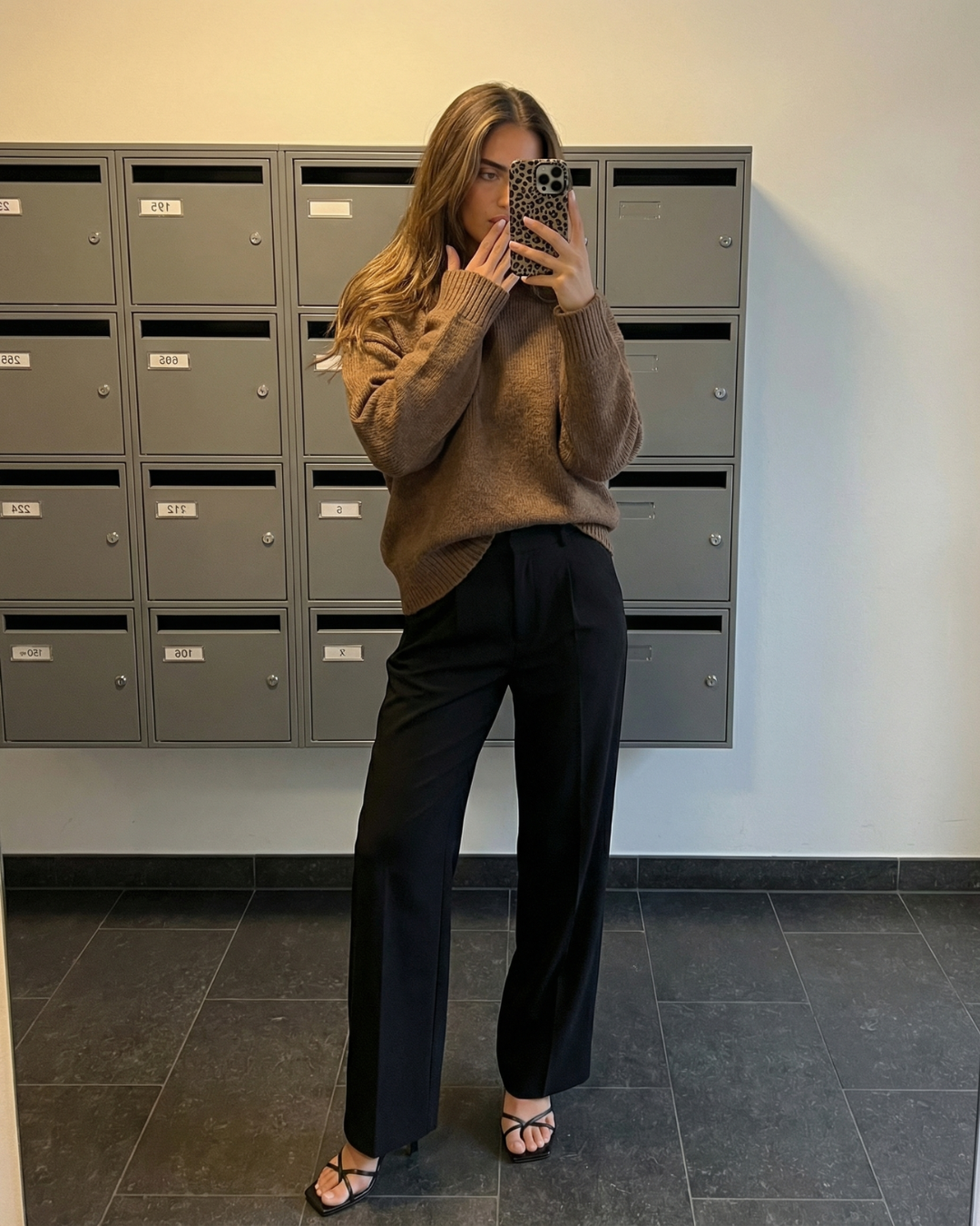 Lena | Oversized Knit Top Beige Crew Neck Long Sleeve