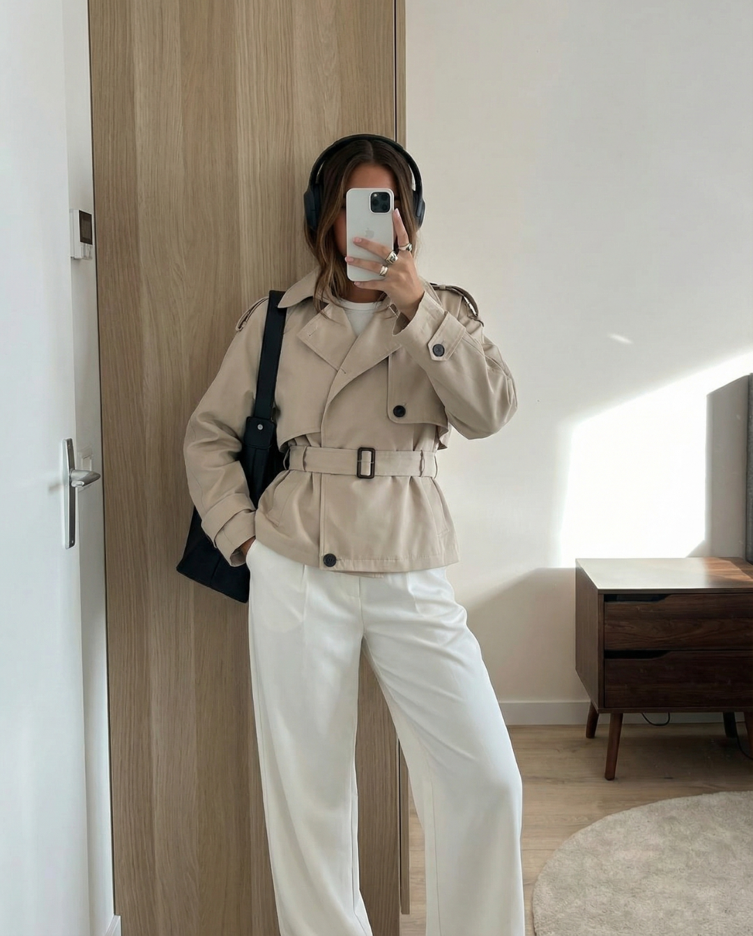 Romy | Smart Casual Belted Trench Jacket Cream Long