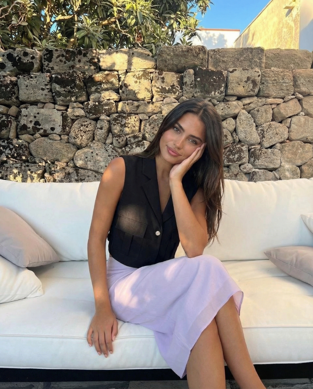 Tess | Cropped Sleeveless Blazer Black Tailored Utility Pockets