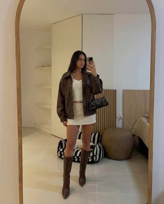 Liv | Knitted Top Cream Ruffle Neck Long Sleeve