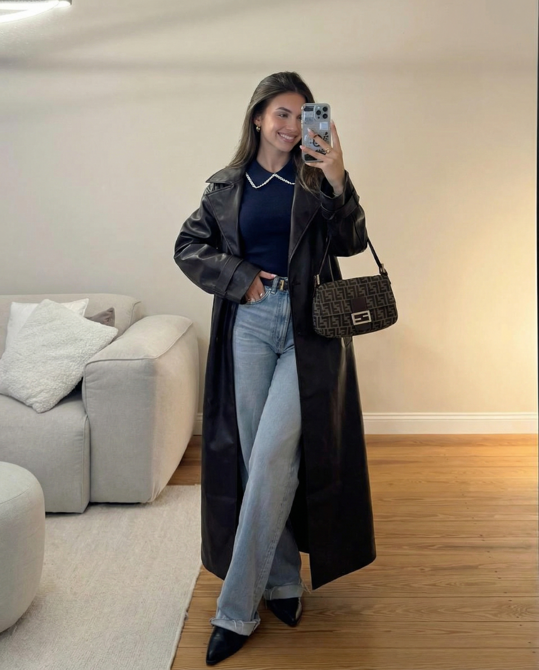 Vera | Ribbed Short Sleeve Polo Black Scallop Collar