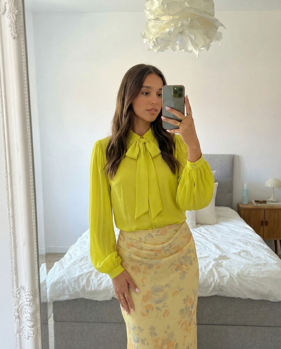 Cleo | Elegant Tie Neck Blouse Yellow