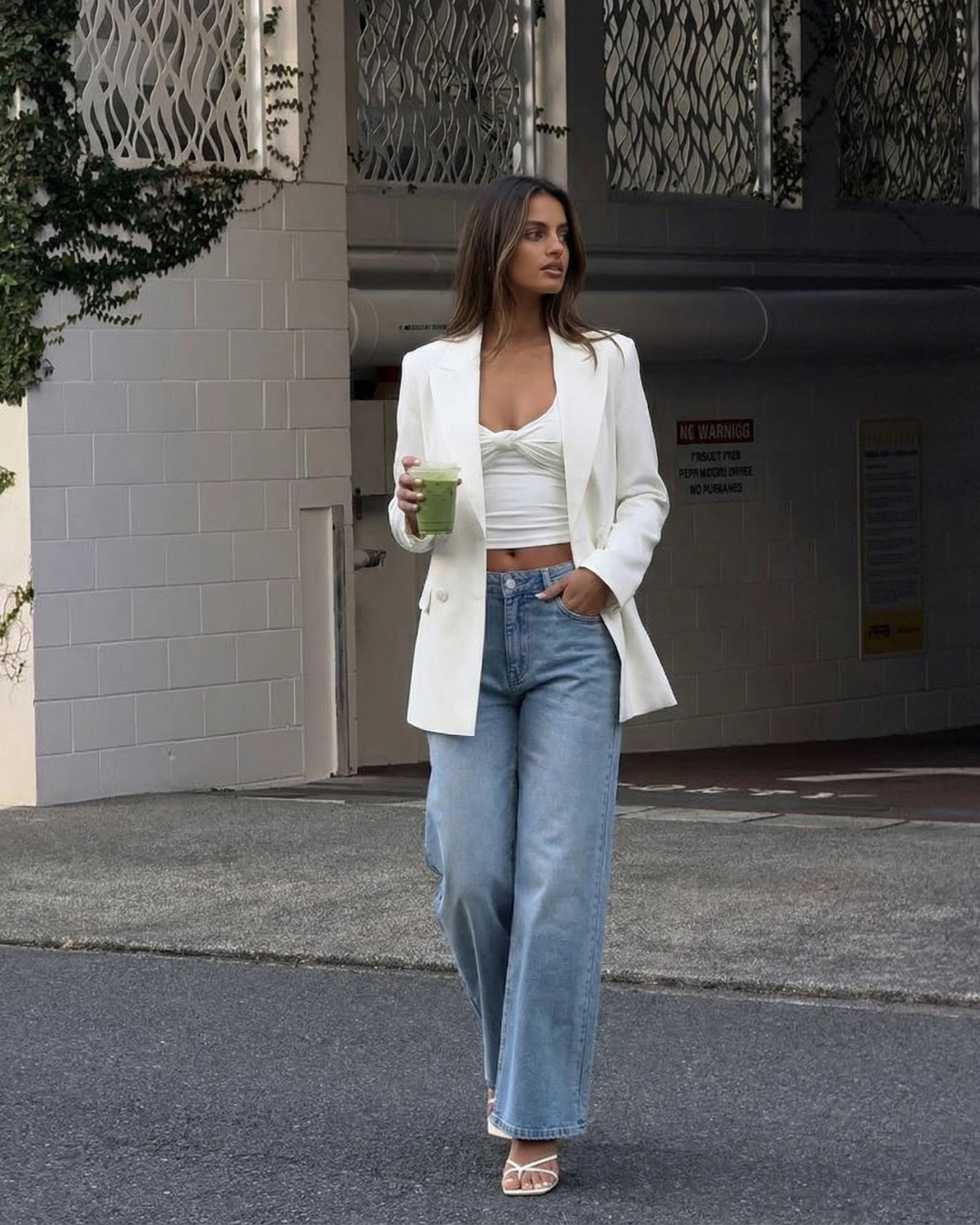 Sable | Elegant Double Breasted Blazer White