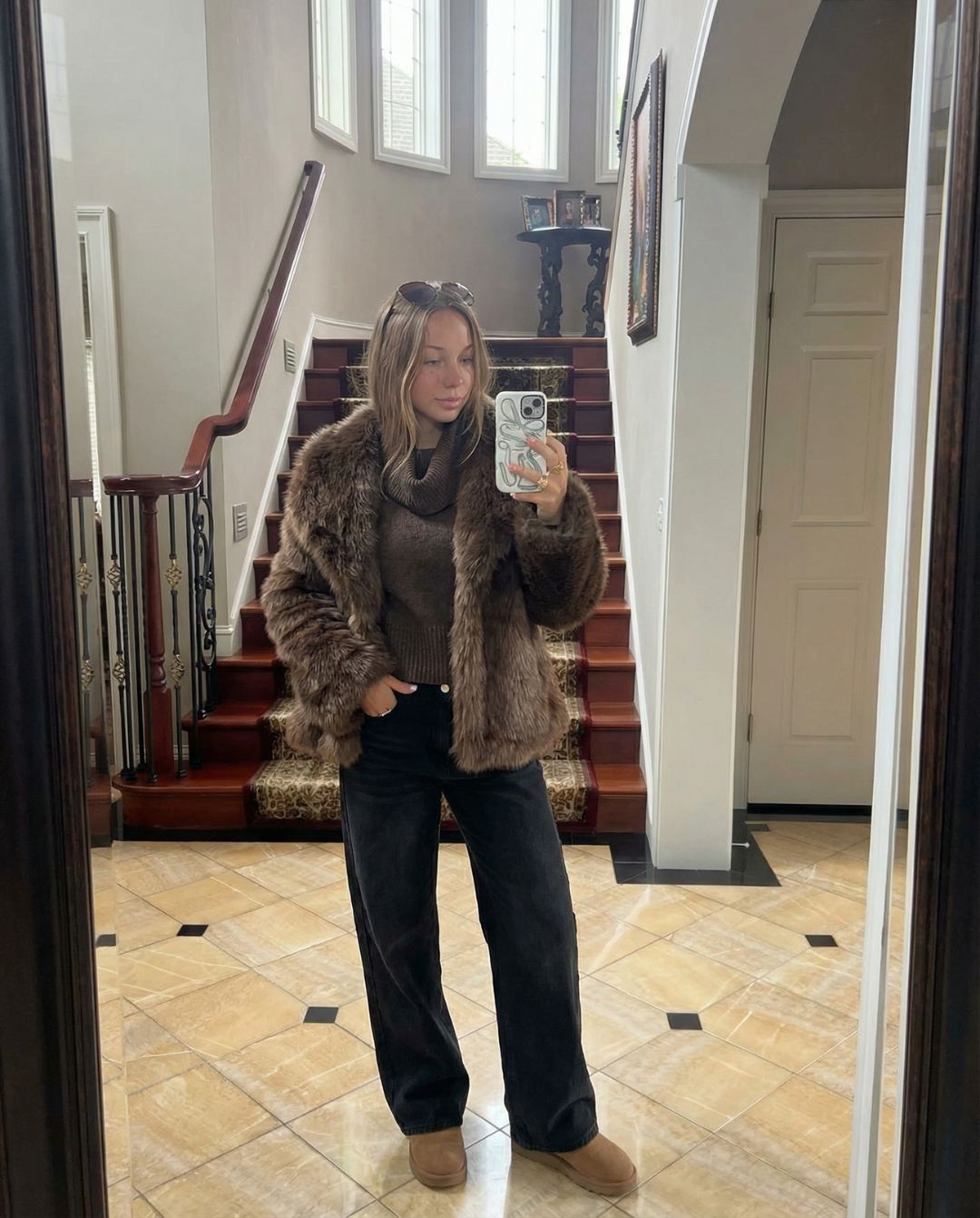 Suki | Winter Fluffy Faux Fur Coat Brown