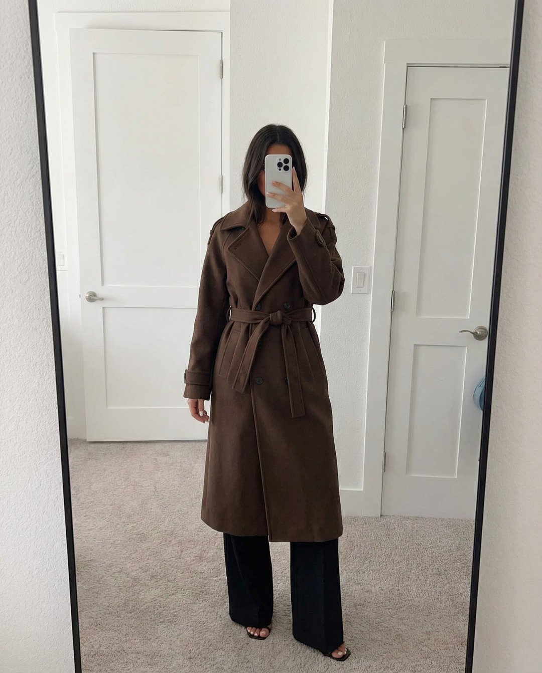 Ines | Elegant Belted Trench Coat Brown Long Sleeve