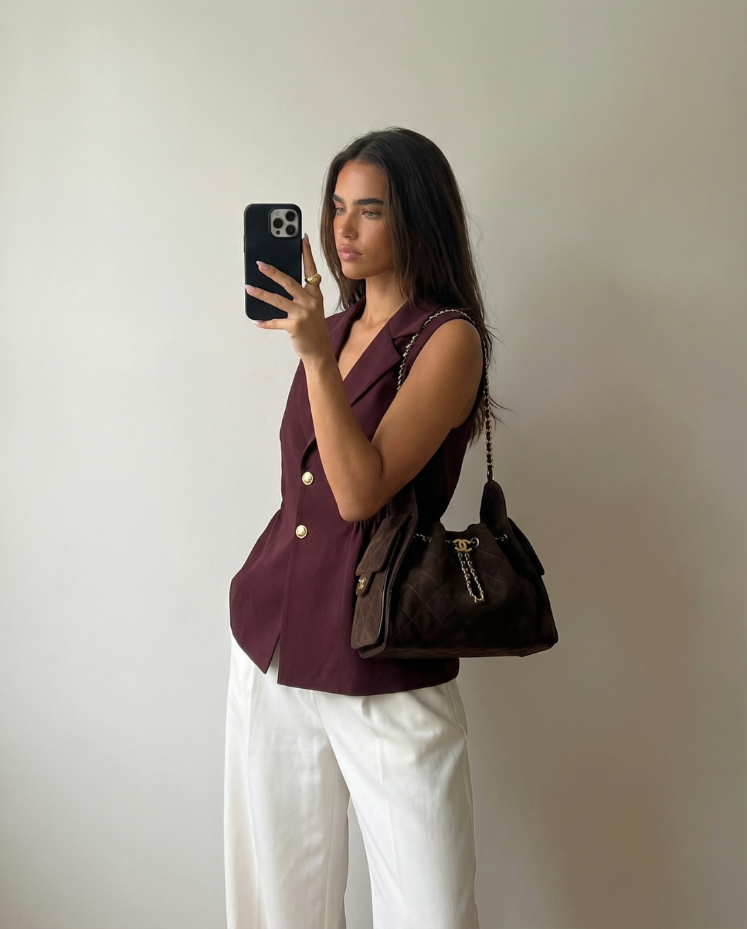 Sia | Sleeveless Blazer Purple Fitted Tailored Double Breasted