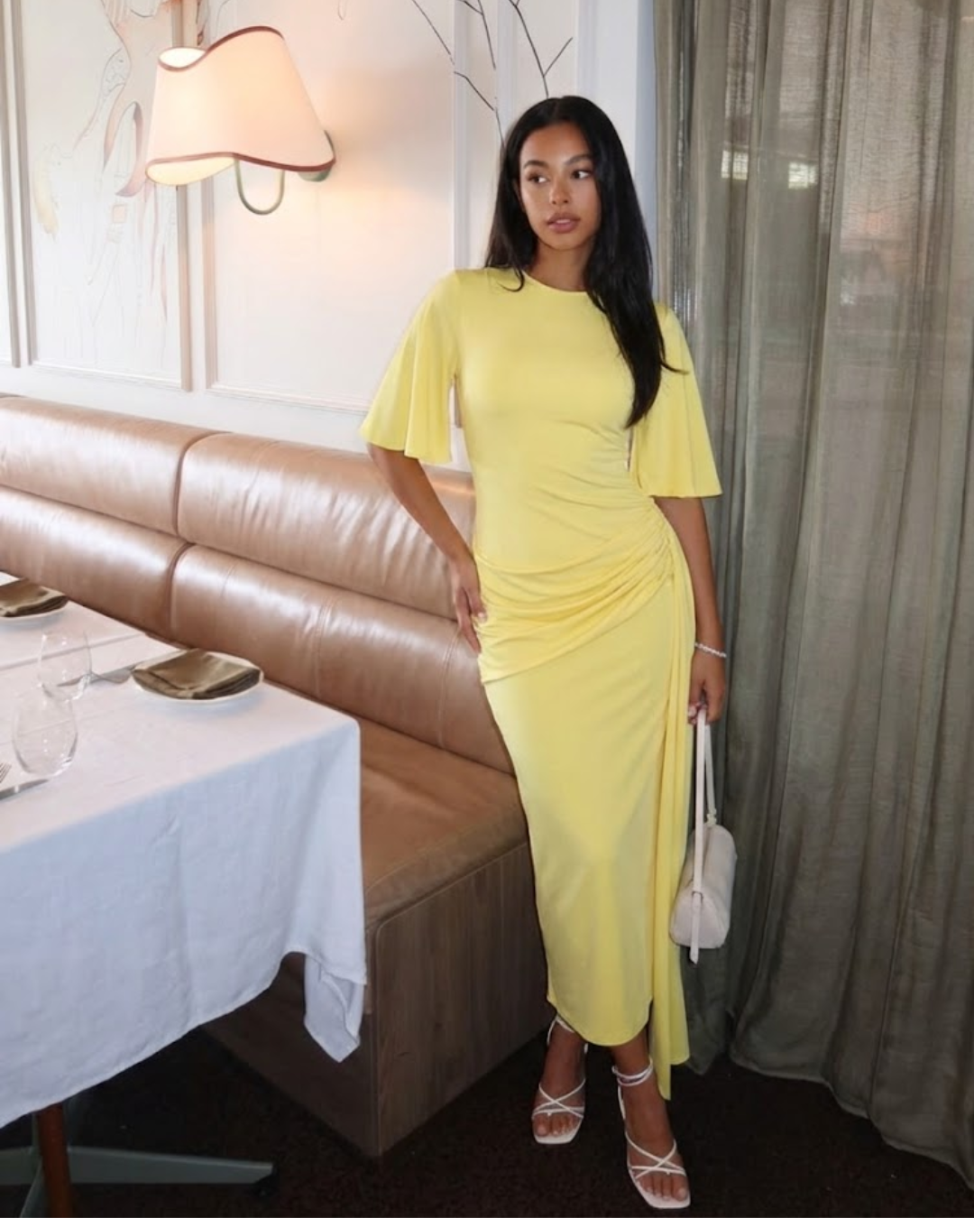 Maya | Summer Flutter Sleeve Maxi Dress Yellow