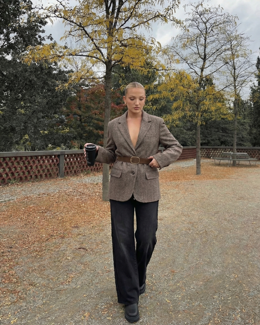 Thea | Belted Wool Blazer Gray