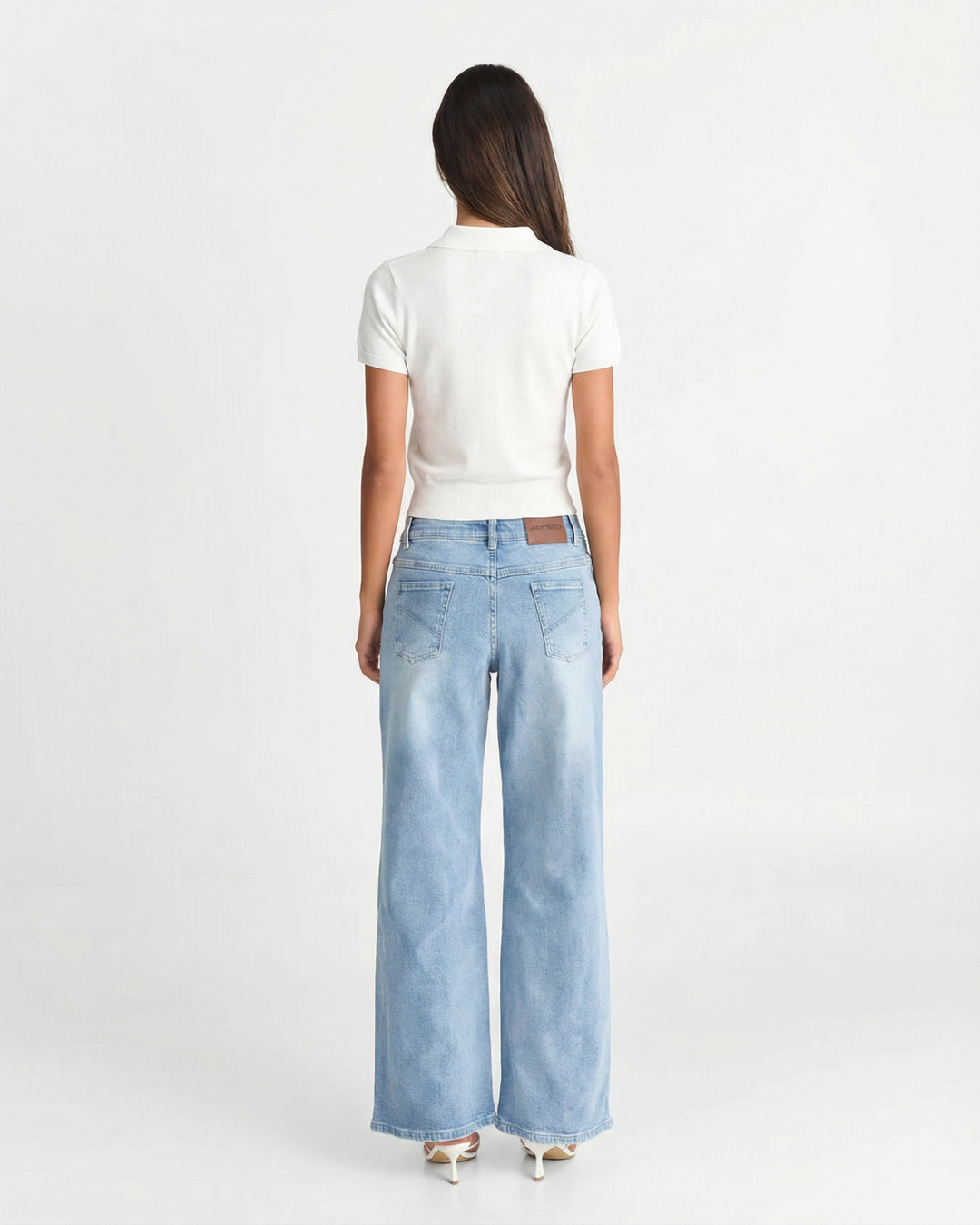 Margot | Ribbed Short Sleeve Polo Shirt White Button Up