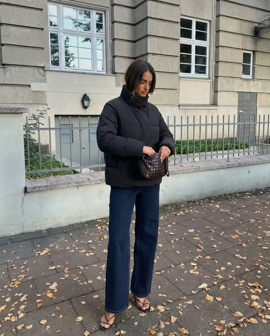 Maeve | Winter Puffer Jacket Black Oversized High Neck Quilted