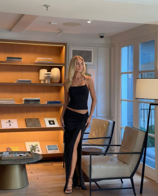 Stella | Cami Top Black Fitted Square Neck Sleeveless Crop