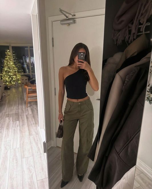 Margot | Cargo Pants Olive Wide Leg High Waisted