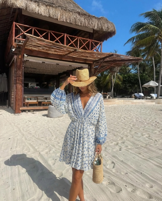 Lyla | Summer Printed Mini Dress Blue