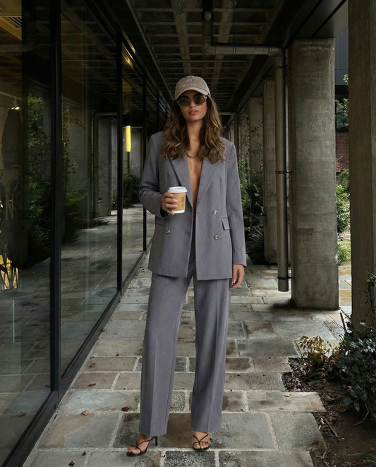 Freya | Smart Casual Grey Suit Double Breasted