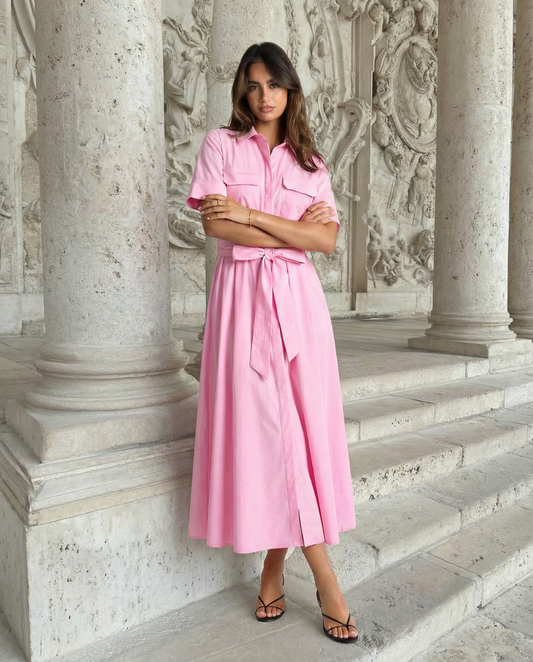 Nala | Summer Belted Shirt Maxi Dress