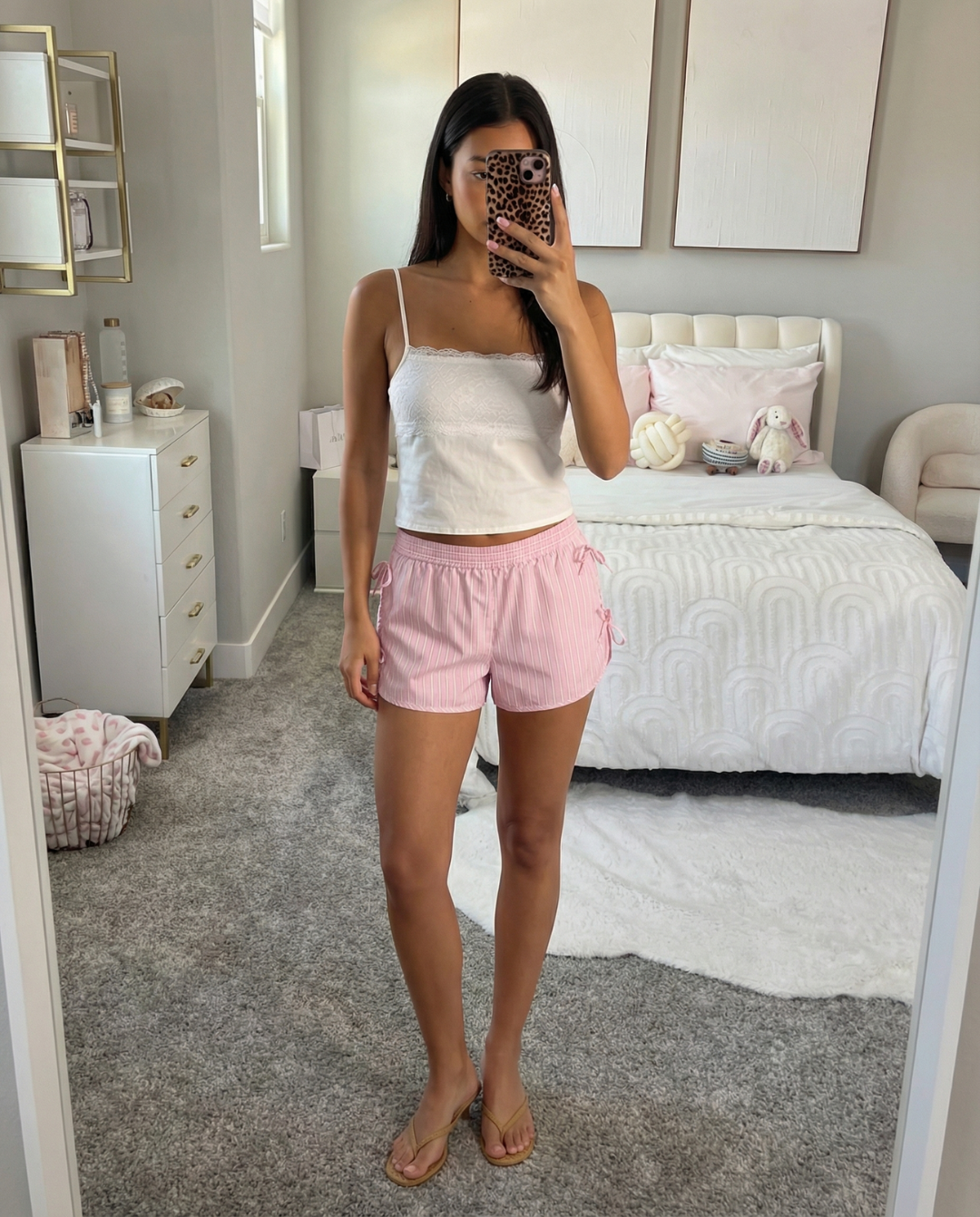 Neve | Summer Striped Shorts Pink Tie Side