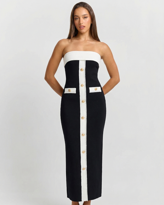 Sara | Elegant Strapless Maxi Dress Black