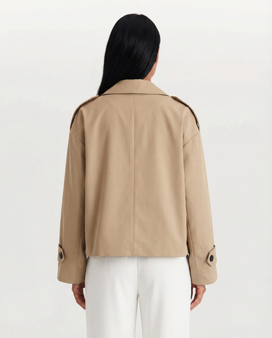Margot | Cropped Trench Coat Beige Double Breasted