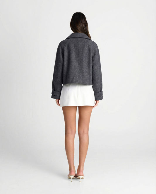 Suki | Casual Oversized Wool Jacket Grey Cropped